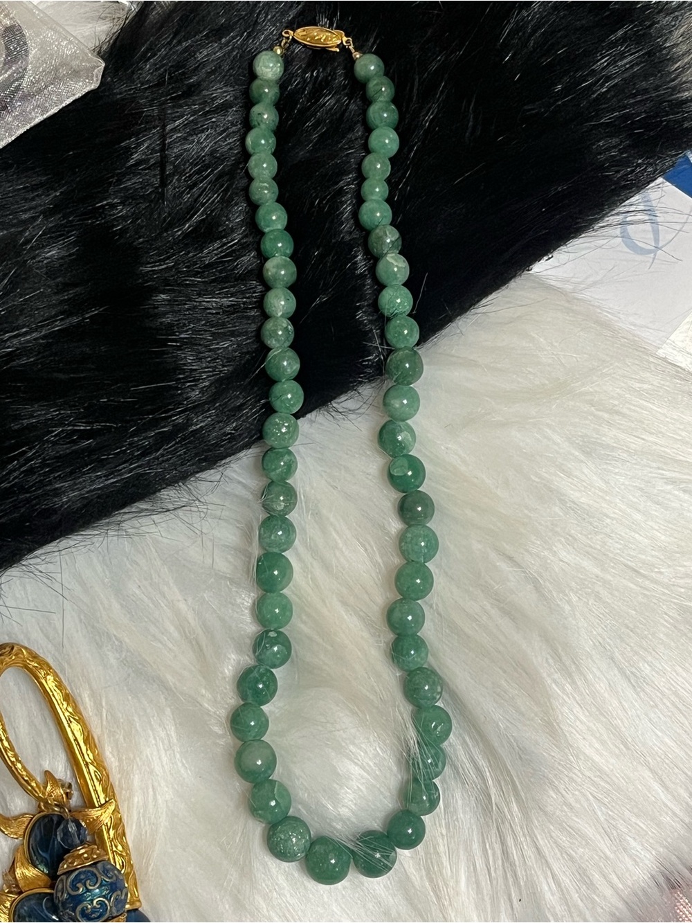Vintage Green Beaded Necklace